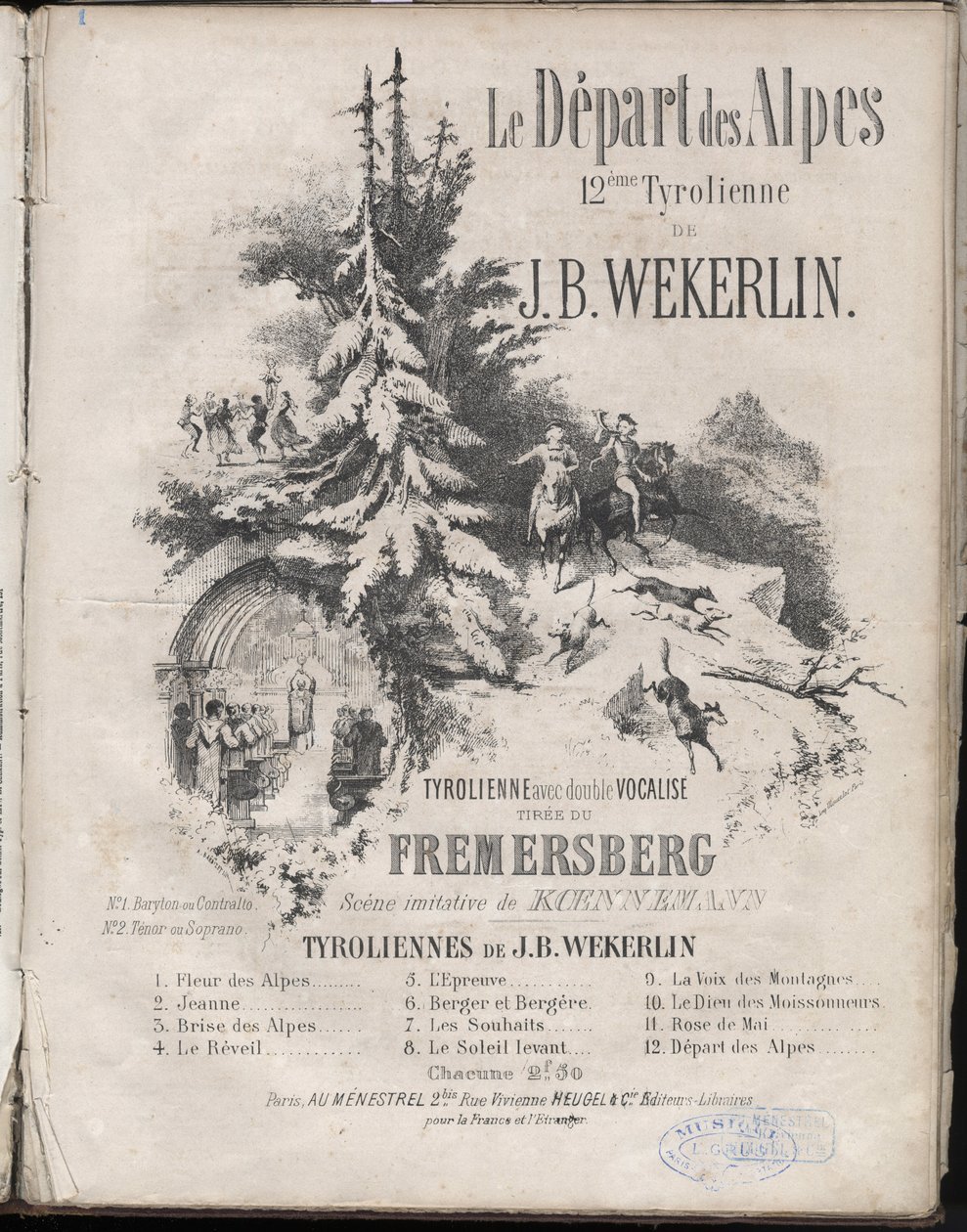 Jean-Baptiste (Jean Baptiste) Theodore Weckerlin veya Wekerlin 1821-1910 Özel koleksiyonundan “Le depart des alpes””” 12. posta hattının notaları. by Anonymous Anonymous