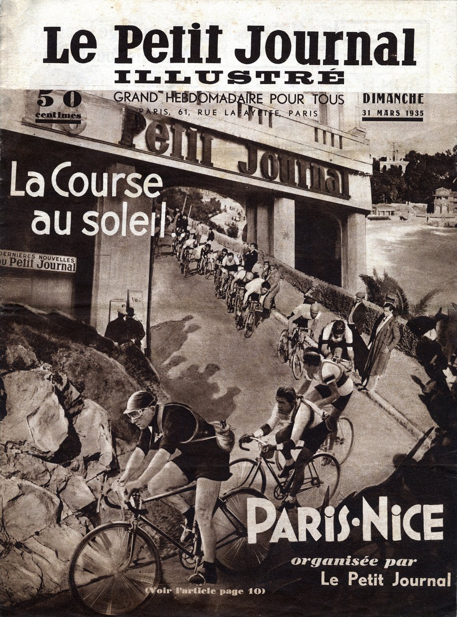 Küçük gazetenin düzenlediği Paris Nice bisiklet yarışı. 31/03/1935 tarihli ““ Küçük Şanlı Günce” nin kapağı. Özel koleksiyon by Anonymous Anonymous