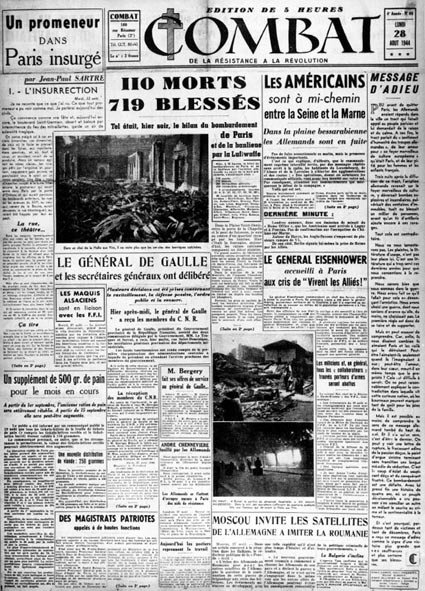 Başkenti kurtarmak için Paris ayaklanması - 28/08/1944 tarihli “Savaş” başlığı, col. MDJ Bernard. by Anonymous Anonymous