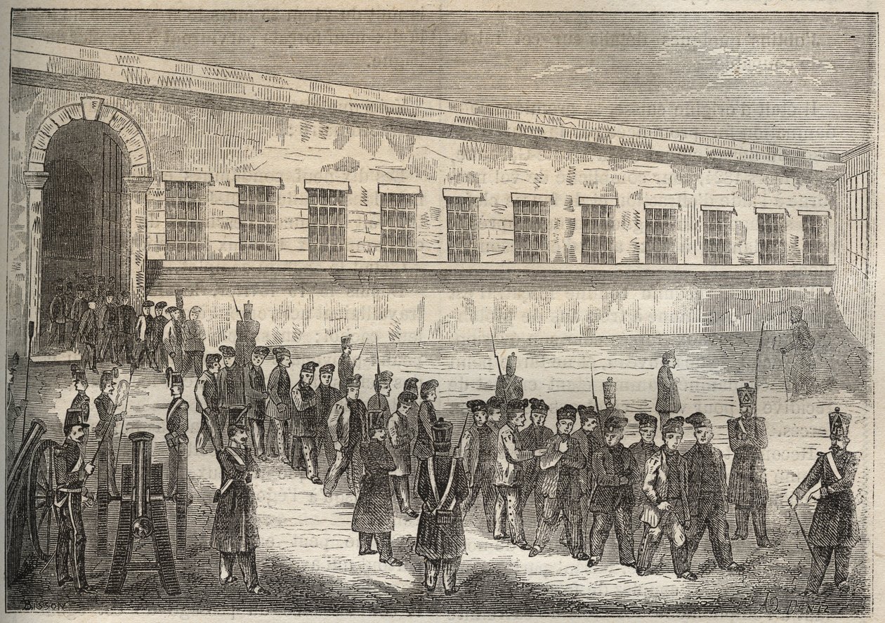 19. yüzyılda Rochefort hapishanesi. Pierre Zaccone (1817-1895) (Colonia Penale - Ceza kolonisi). Özel koleksiyon. by Anonymous Anonymous