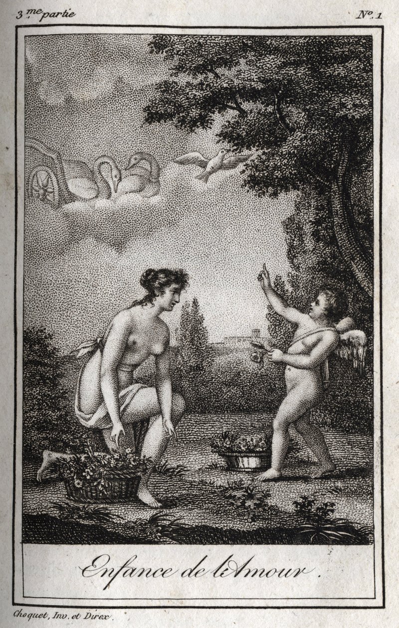 Aşkın çocukluğu. Charles Albert Demoustier (1760-1801) tarafından "Lettres a Emilie sur la mitolojisinde" 1819