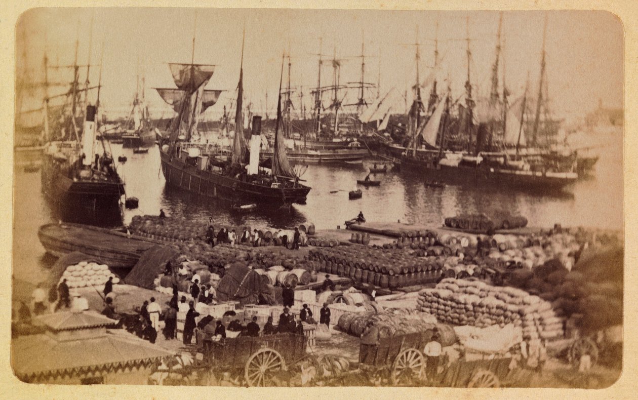 1885-1890 civarında Marsilya şehri ve çevresi: Bassin de la Joliette, kedilere biniş, Özel koleksiyon by Anonymous Anonymous