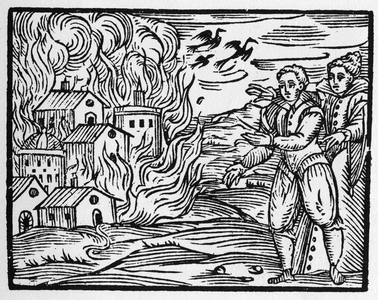 Şehri yakan büyücülerin laneti - “” Compendium Maleficarum””, cadılar, onların kötülükleri ve onların saldırıları ile ilgili Francesco Maria Guazzo veya Guaccio veya Guaccius (15?? -16??) 1608 Özel Koleksiyon by Anonymous Anonymous