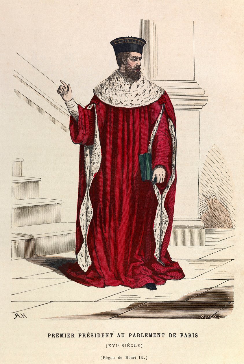 The first president of the Parliament of Paris in the 16th century under the reign of King Henry III - First President of the Parliament of Paris 16th Century - private collection by Anonymous Anonymous