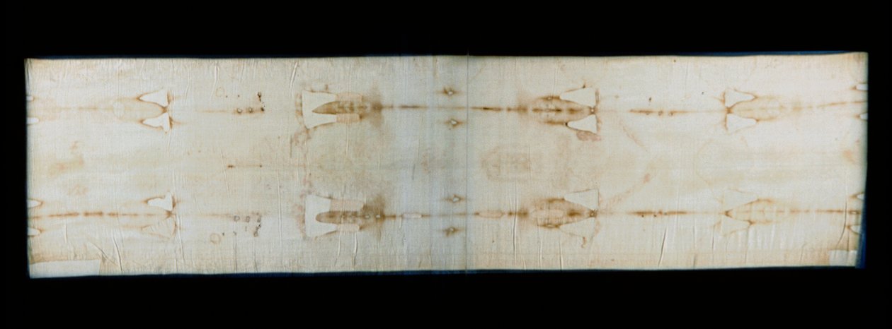 The holy shroud of Turin (or shroud or sacra sindone), linen sheet showing traces (supposedly those of Christ) of torture of a body. Royal Chapel of the Cathedrale Saint John the Baptist of Turin, Italy. - The Holy Shroud of Turin (sacra sindone), old line by Anonymous Anonymous