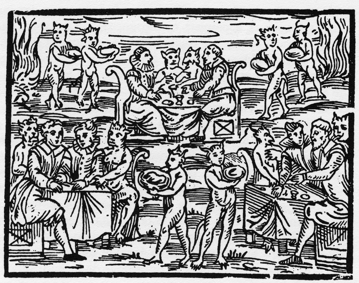 Şabat Günü cadıların yemeği - “Compendium Maleficarum”, cadıları, onların kötülüklerini ve onların sortilerini anlatır Francesco Maria Guazzo veya Guaccio veya Guaccius (15?? -16??) 1608 Özel Koleksiyon by Anonymous Anonymous