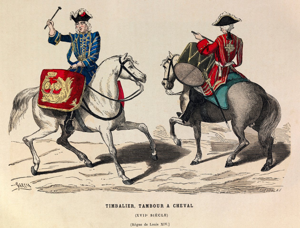 17. yüzyılda Kral Louis XIV altında timbalier ve davul sürme - özel koleksiyon by Anonymous Anonymous