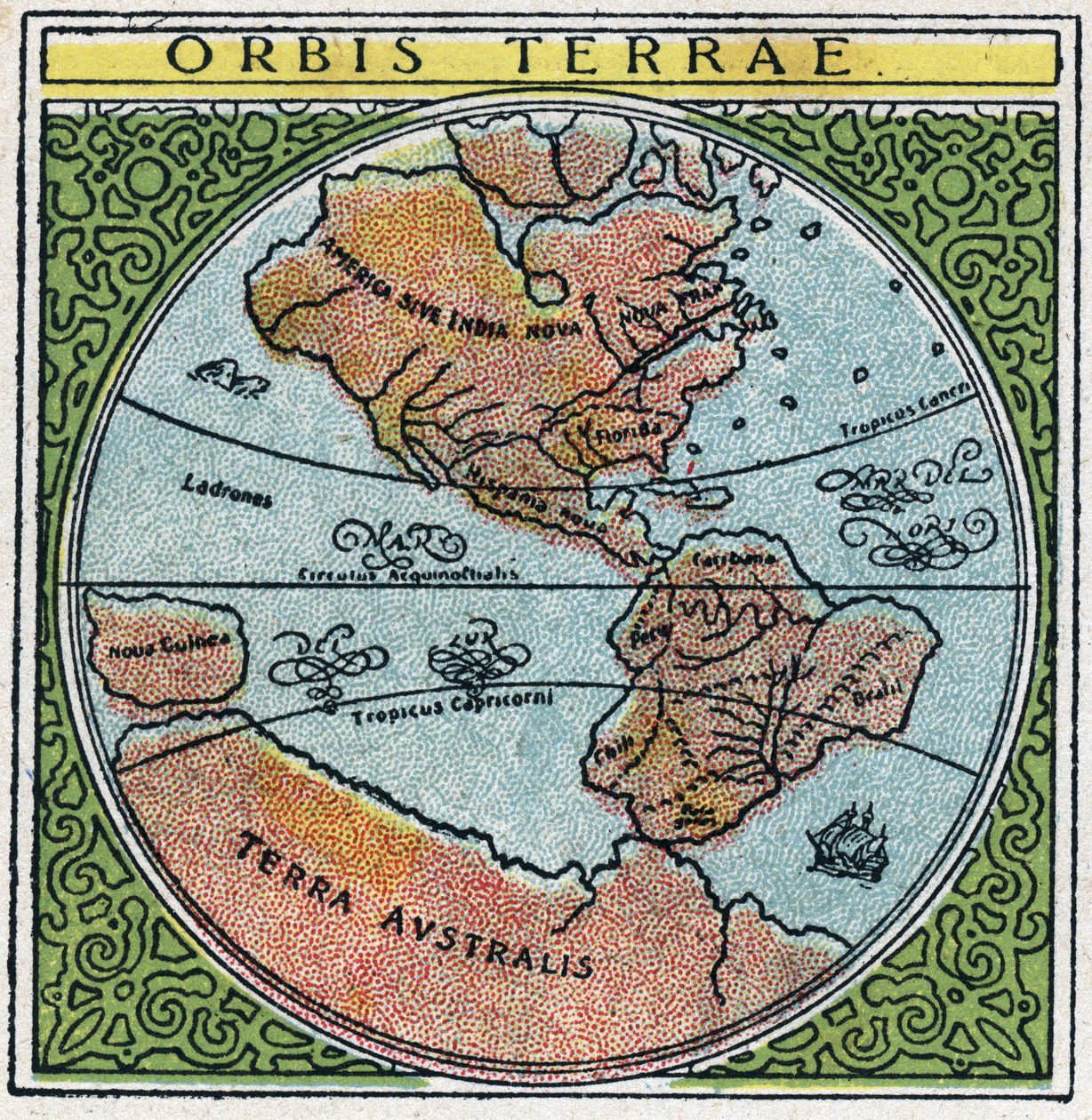Zaman: orbis terrae. Ekvador ve tropik ile dünya. 1925
