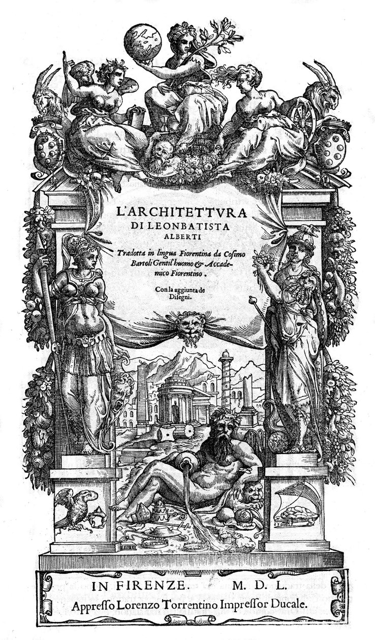 Başlık sayfası “” Leon Battista Mimarisi (Leon Battista) Alberti: Cosimo Bartoli tarafından Floransa diline çevrildi “” de 1550. (De Architectura) (mimari) by Anonymous Anonymous