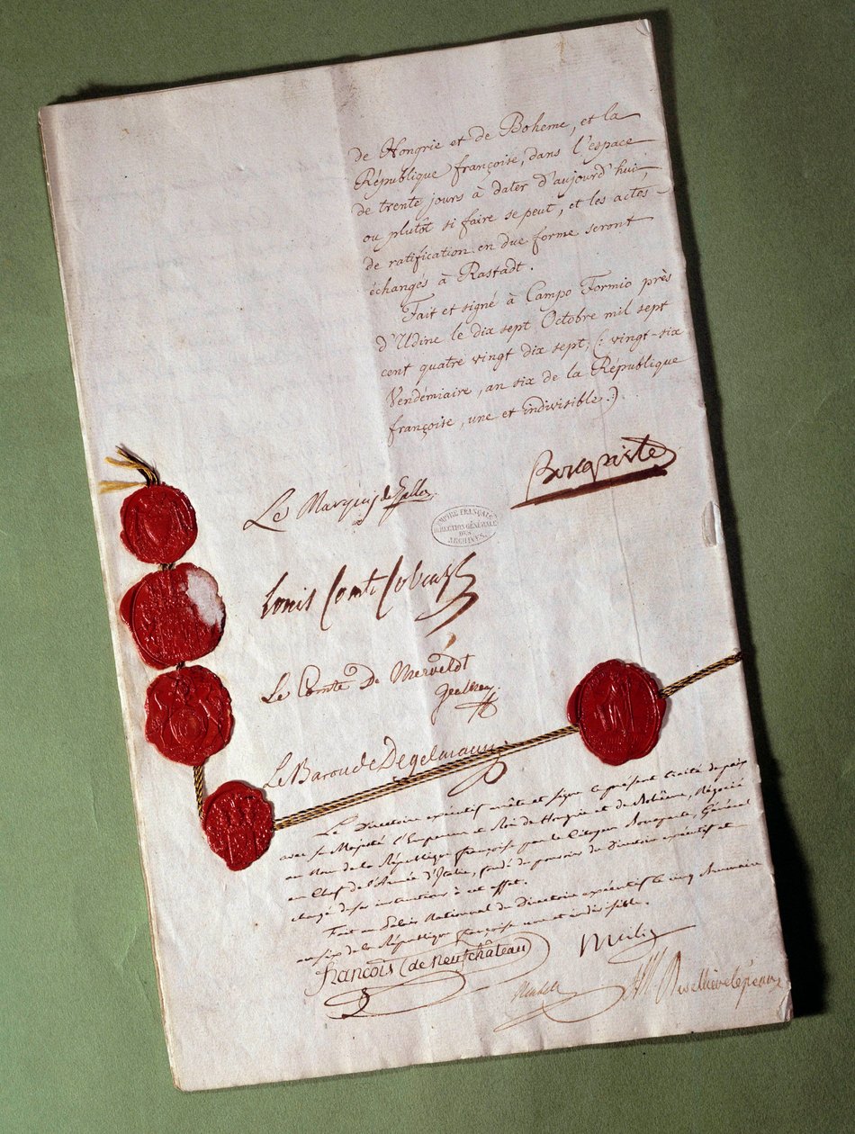 Napolyon Bonapart (1769-1821) tarafından imzalanan Campoformio Antlaşması (Campoformio, Campoformio) by Anonymous Anonymous