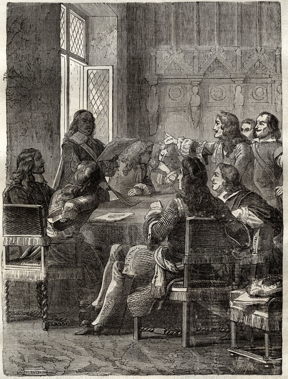 Ryswick Antlaşması (Ryswick Antlaşması, 30 Ekim 1697) (XIV. Louis ile Büyük İttifak arasındaki Augsburg Ligi Savaşının sonu). 19. yüzyılın gravürü. Özel koleksiyon. by Anonymous Anonymous
