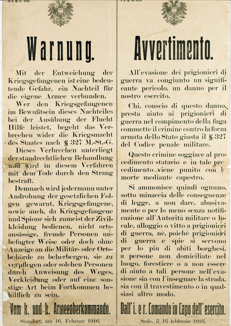 İtalyan savaş esirlerinin 16 Şubat 1916