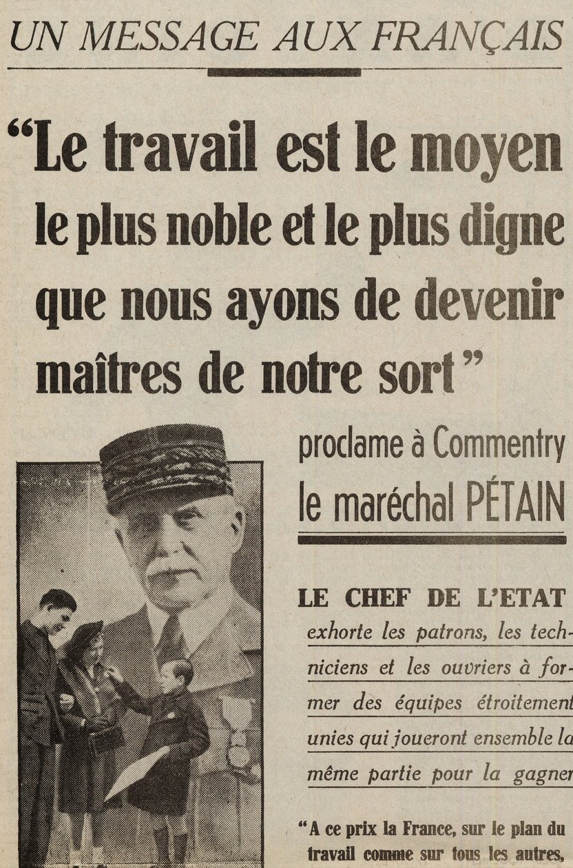 Fransızlara mesaj, Marechal Petain