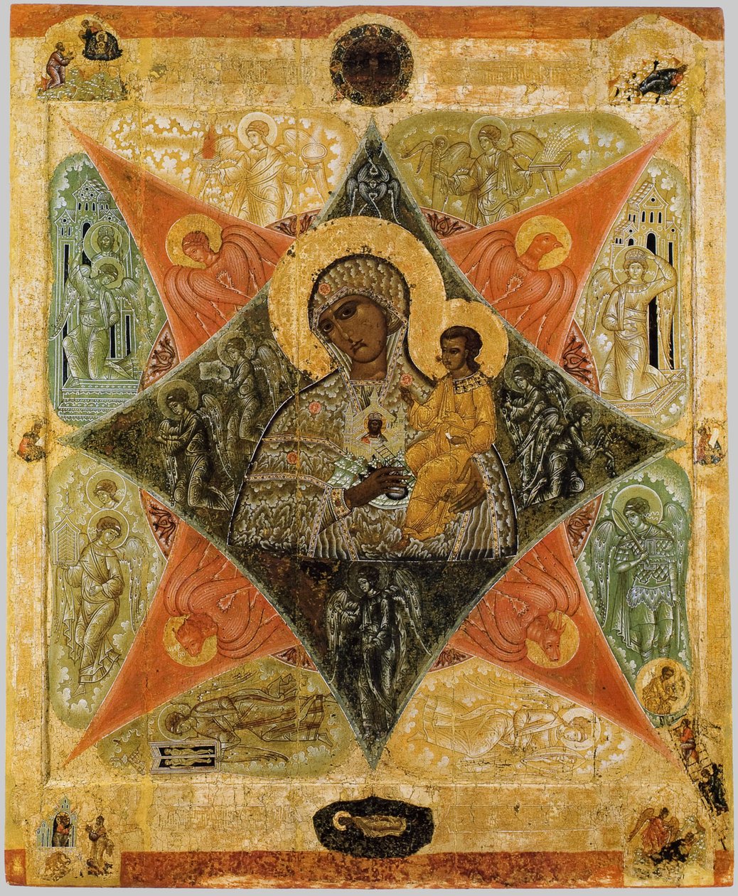 Yanan Çalı Tanrısının Annesi, 16. yüzyıl by Anonymous Russian icon painter