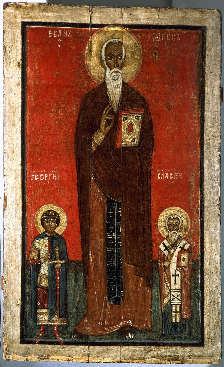 Aziz George ve Aziz Blaise ile Aziz John Climacus, 13. yüzyılın ikinci yarısı by Anonymous Russian icon painter