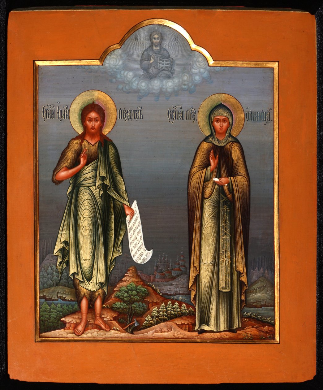 Aziz John the Forerunner ve Saint Olympia the Deaconess, 19. yüzyılın sonu. by Anonymous Russian icon painter