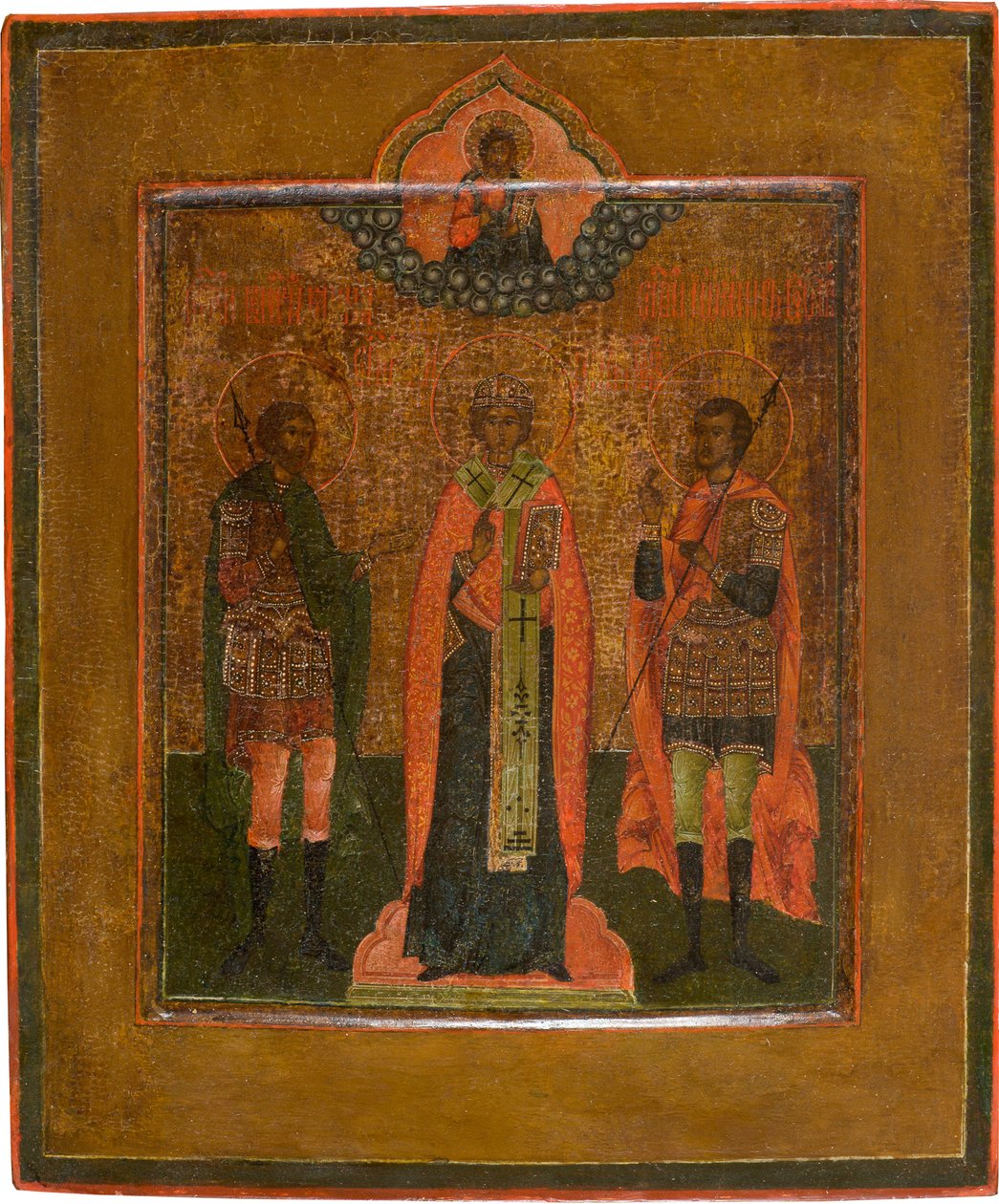 Aziz Menas, Novgorod'lu Nikita ve Savaşçı John, 19. yüzyılın ilk çeyreği by Anonymous Russian icon painter