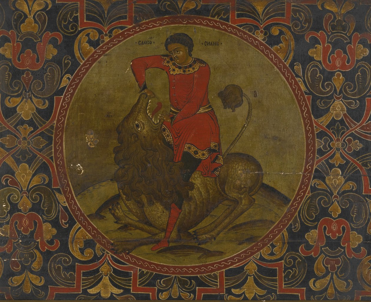 Samson Aslanla Savaşıyor, 18. Yüzyıl Başları by Anonymous Russian icon painter