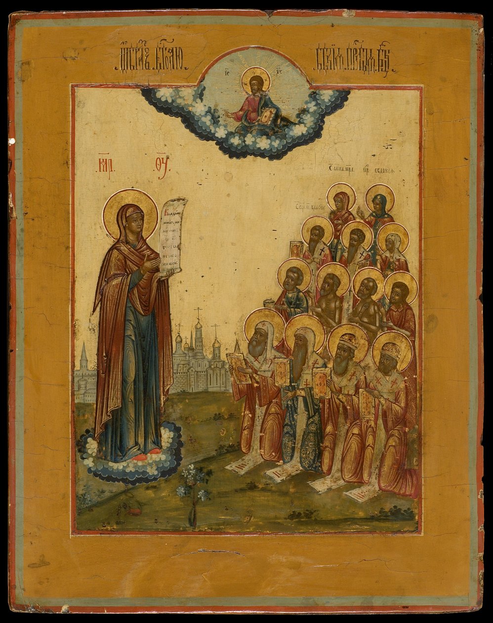 Bogolyubsky Kutsal Bakire, 18. yüzyılın sonlarında. by Anonymous Russian icon painter