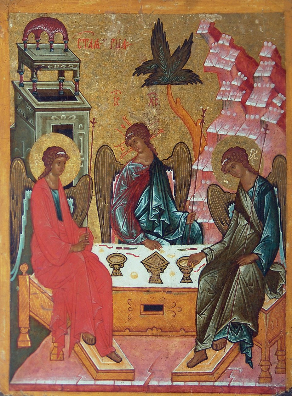 Kutsal Üçlü, 15. yüzyıl by Anonymous Russian icon painter