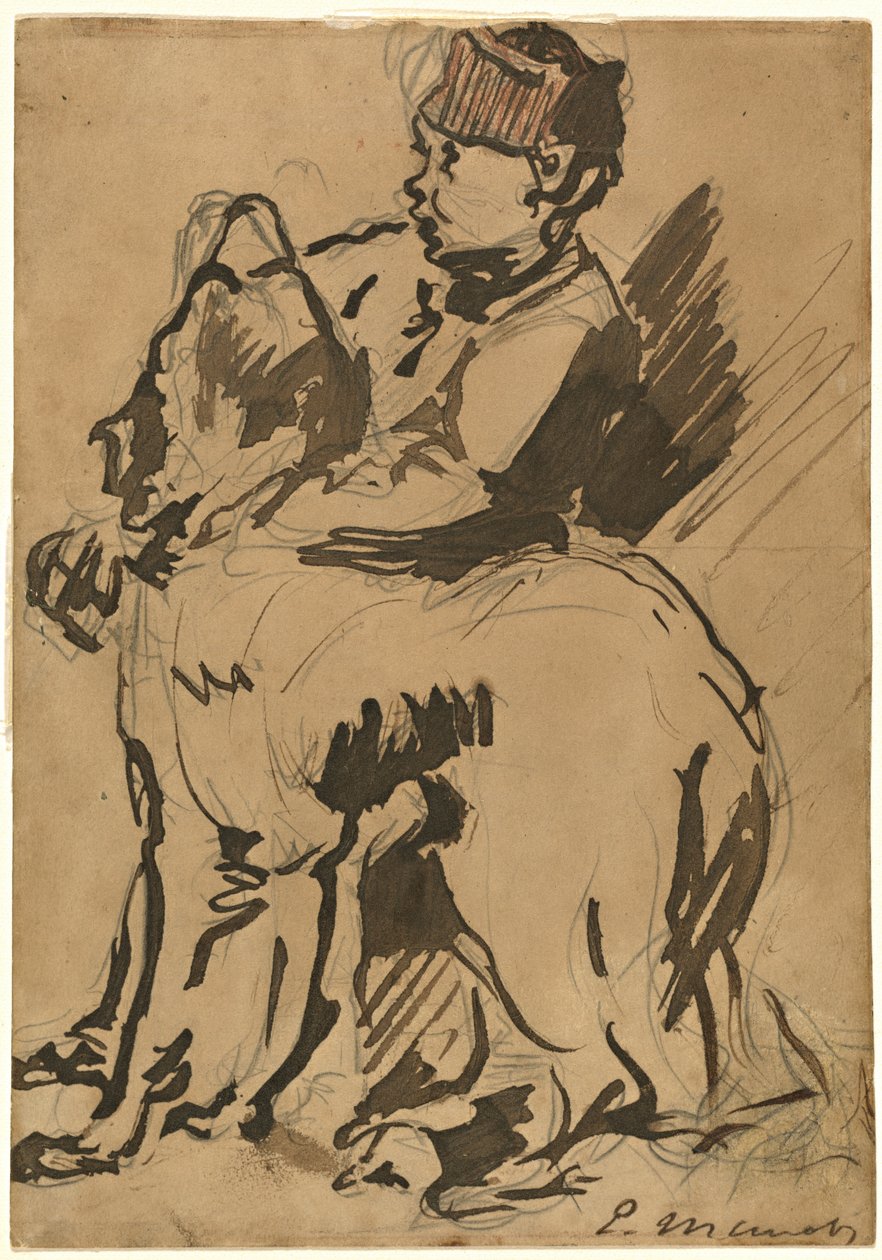 Köpeğini Tutan Bir Çocuk by Anonymous artist after Edouard Manet