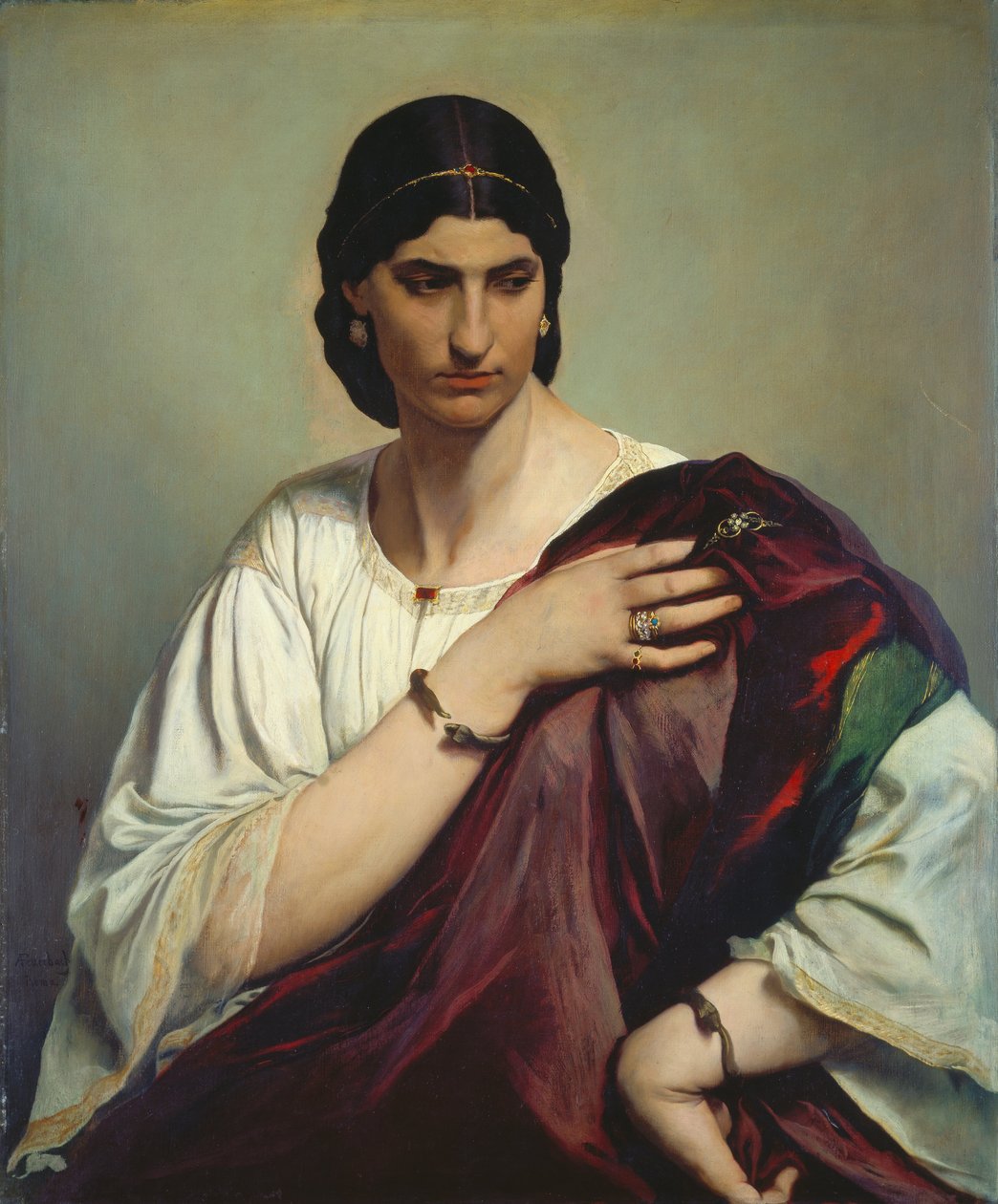 Romalı Bir Kadının Yarım Boy Portresi by Anselm Feuerbach