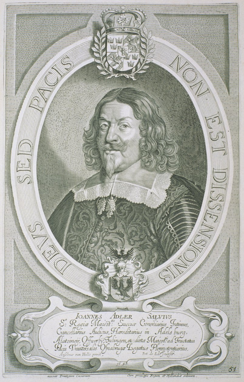 Johann Adler Salvius (1590-1652), Petrus de Iode tarafından oyulmuş 
