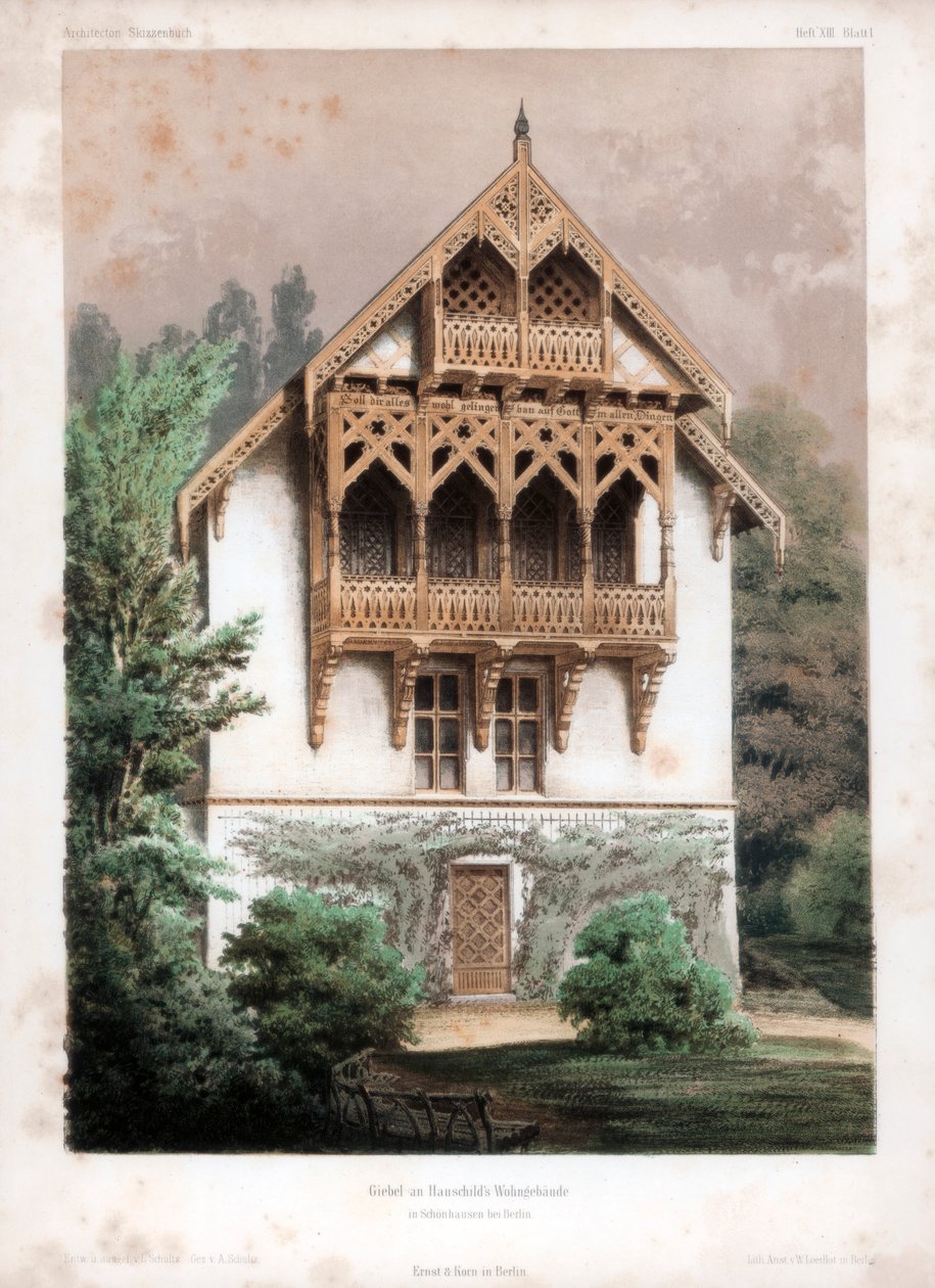 Bir konut binasında Gable, Schonhausen, Berlin, Almanya, c1850 by Anst von W Loeillot