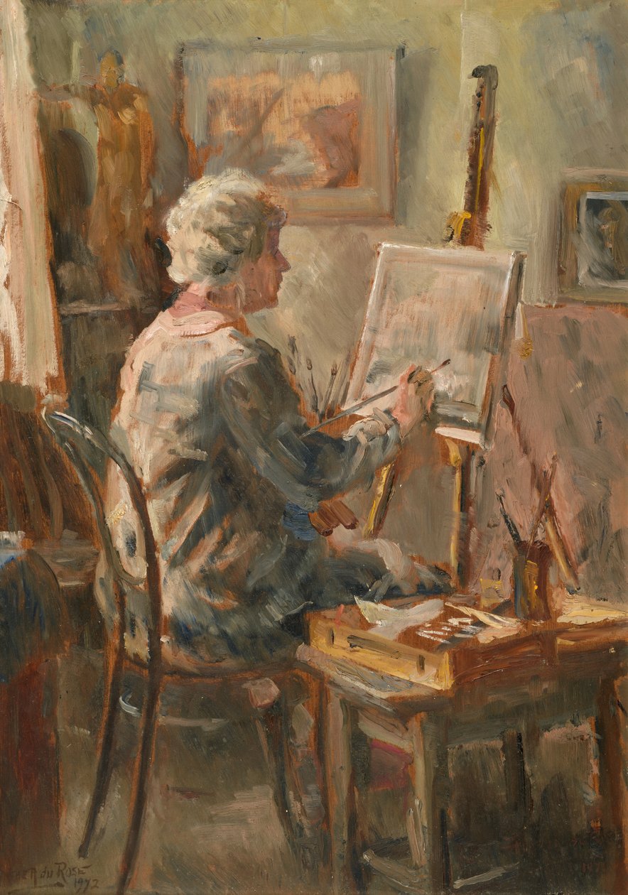 Sanatçı, Cor Visser'in Ipswich'teki stüdyosunda iş başında. by Anthea Durose