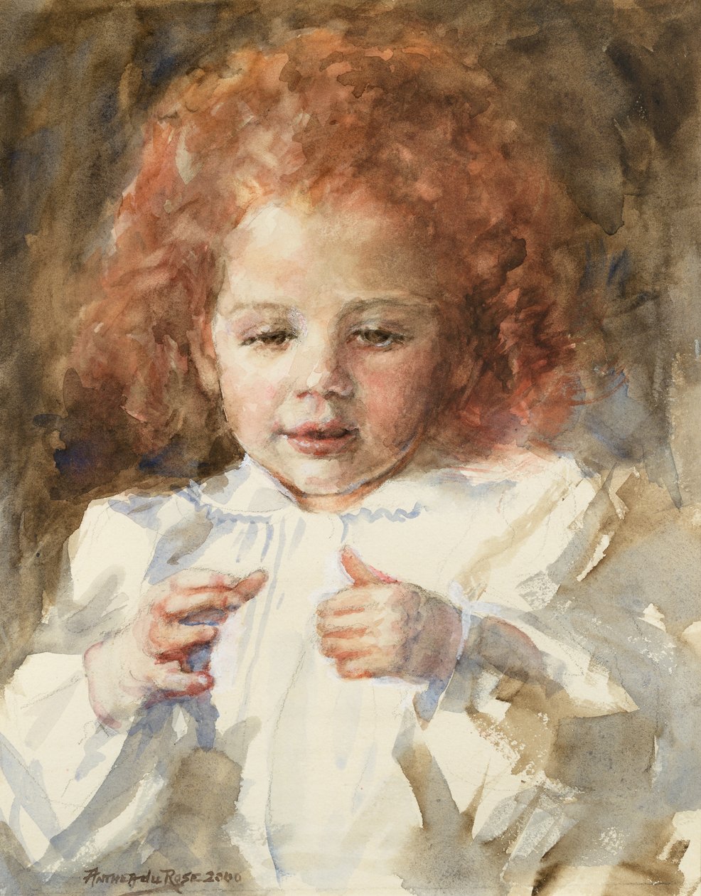 Küçük Kız Sayma, 2000 (suluboya) by Anthea Durose