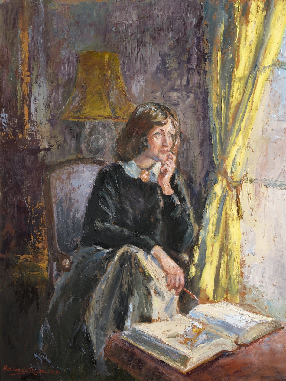 Bir pencerenin yanında kendi portresi by Anthea Durose