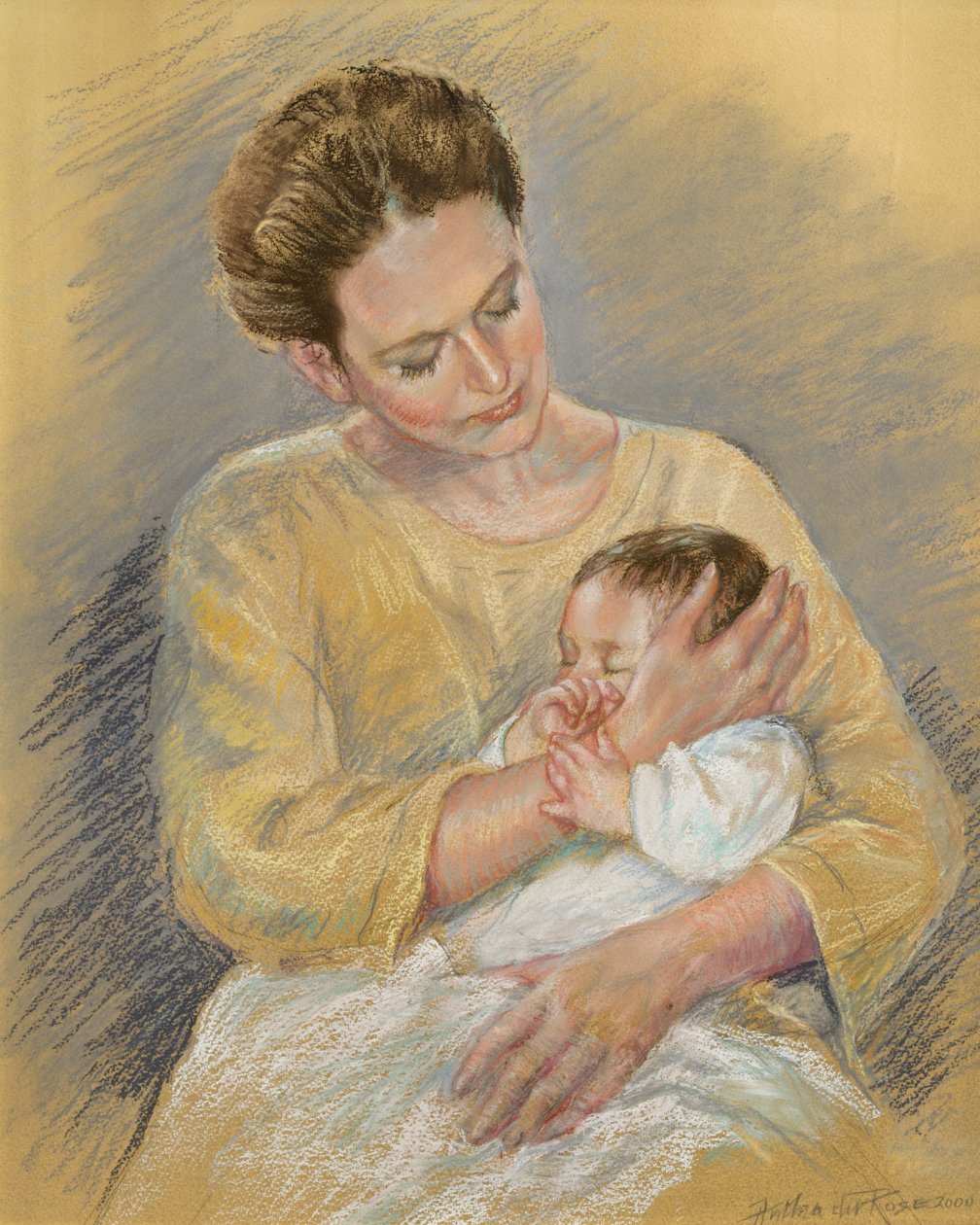 Vanessa Macdonald-Haig, torunu Toby ile, 2000 (pastel) by Anthea Durose