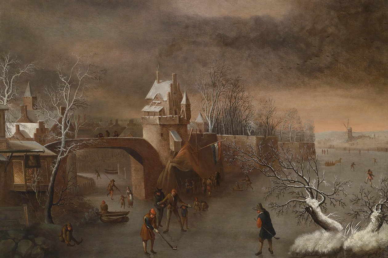 Eisvergnügen an der Stadtmauer by Anthonie Beerstraaten