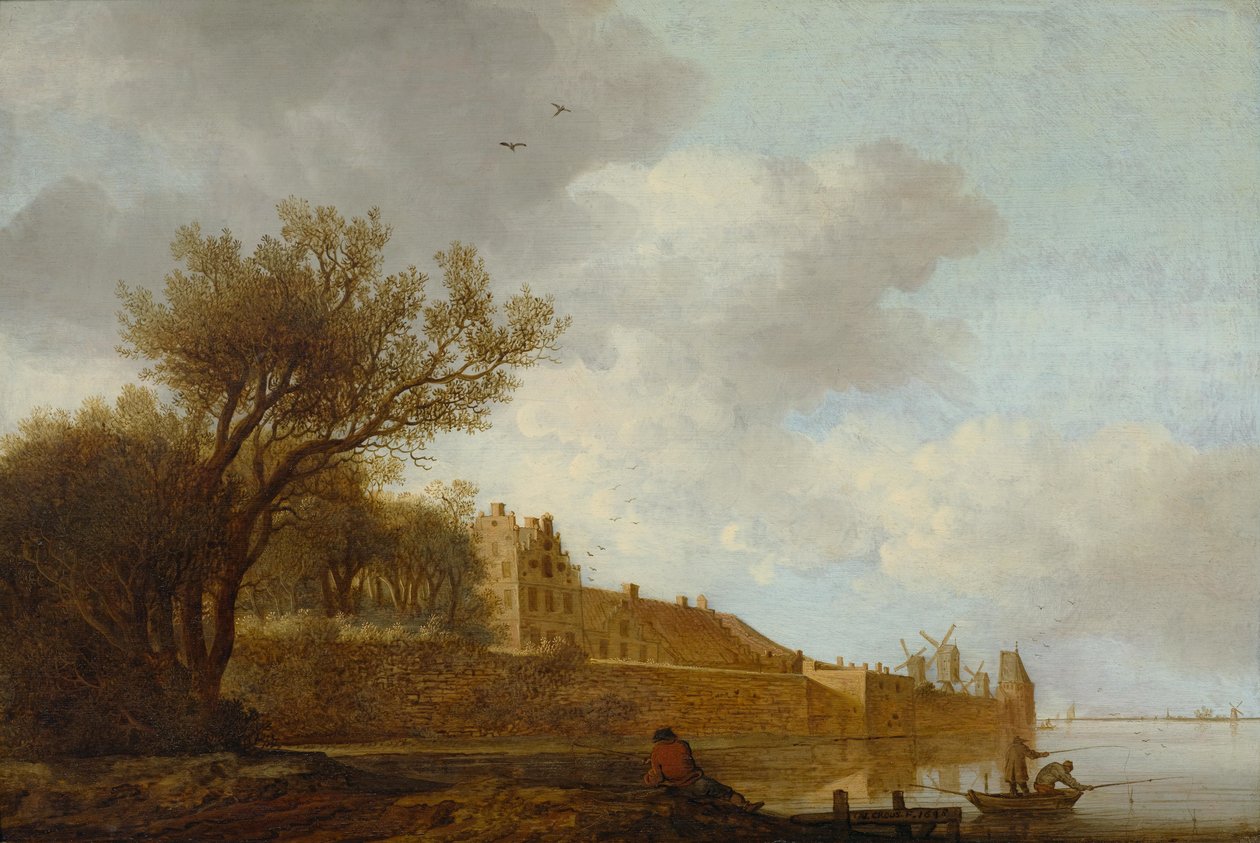 Bir kasabanın önünde balıkçılar ile Haliç by Anthonie Jansz. van der Croos  