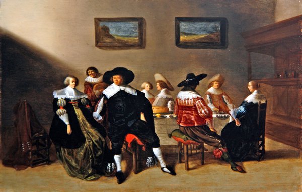 Bir düğün kahvaltısı (panelde yağ) by Anthonie  Palamedesz