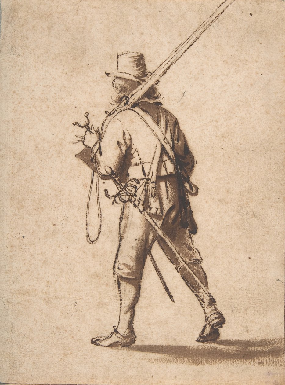 Arkadan görülen Yürüyen Silahşör, 17. yüzyıl. by Anthonie Palamedesz