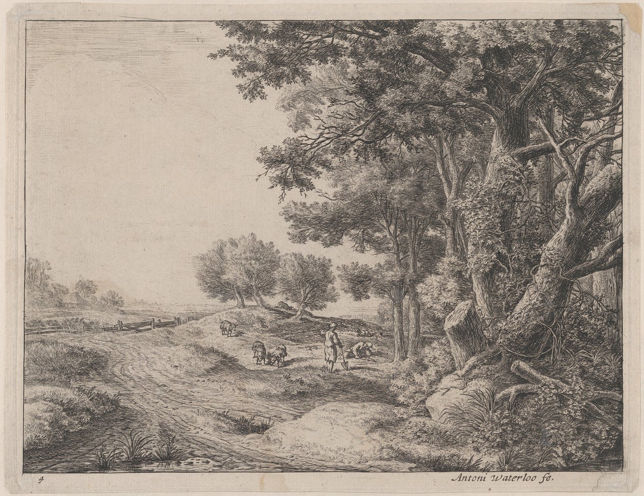 Kürekli Köylü, 17. yüzyıl. by Anthonie Waterloo