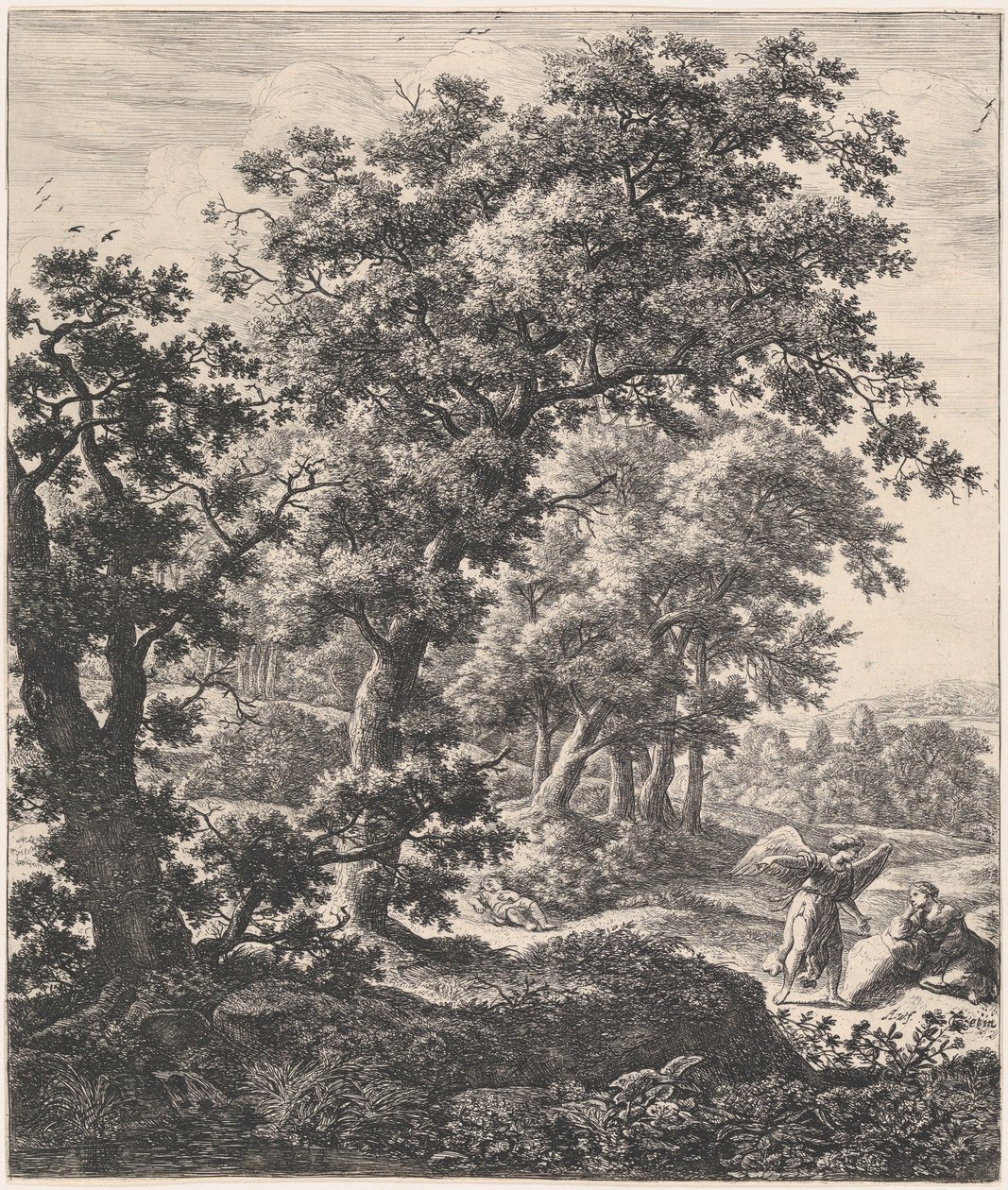Melek tarafından teselli edilen Hacer, 17. yüzyıl. by Anthonie Waterloo