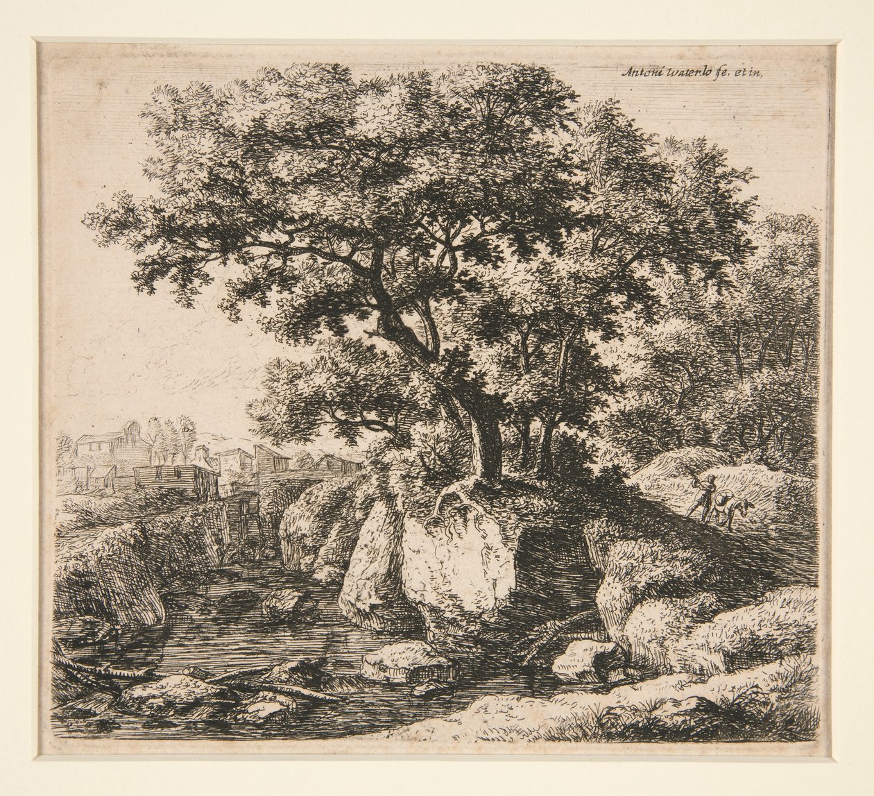Eşek süren adamla manzara by Anthonie Waterloo