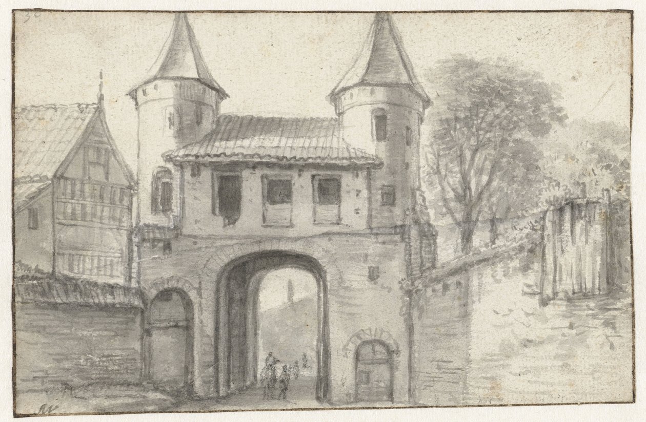 içeriden görülen Hamburg Şehir kapısı (?), by Anthonie Waterloo