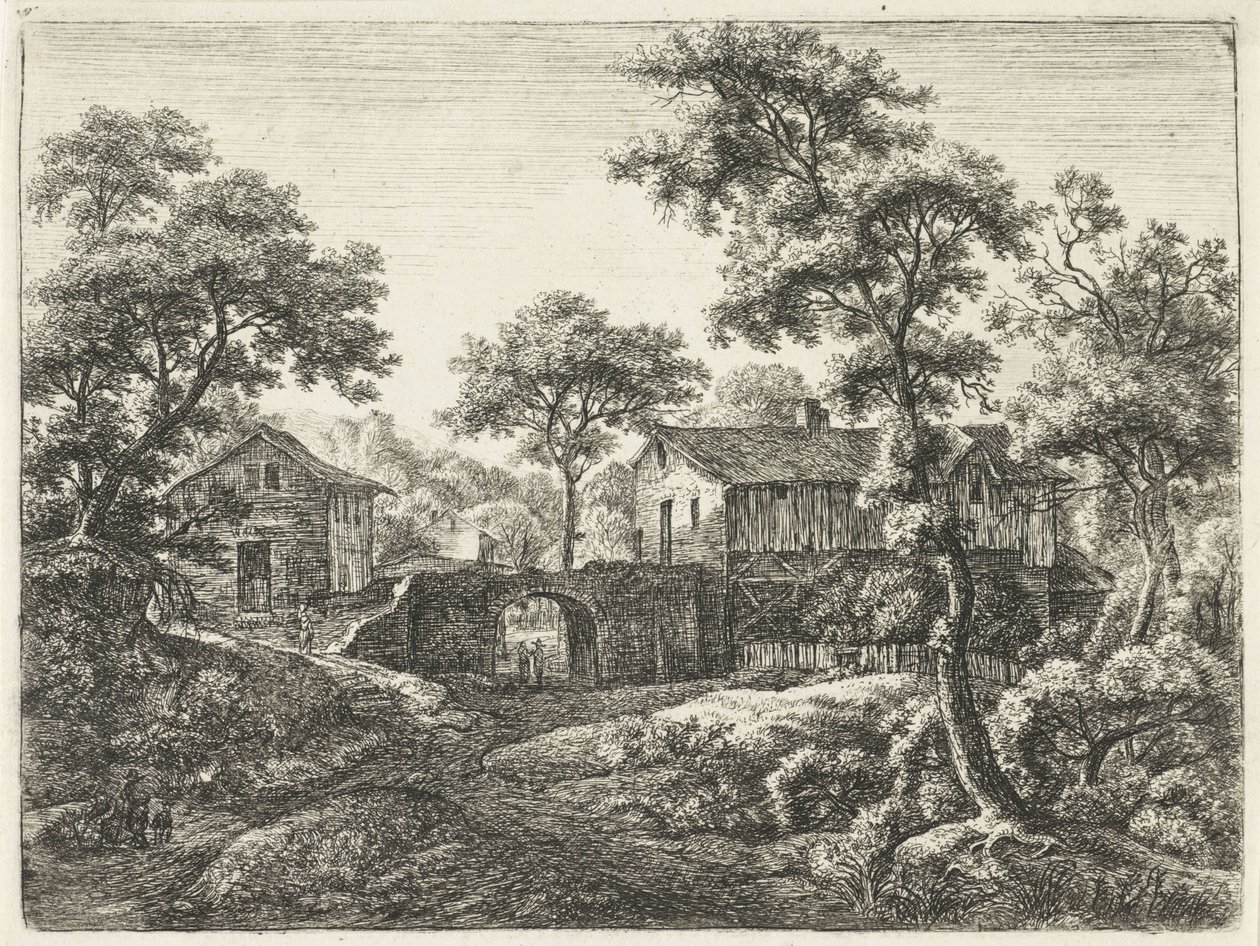 Bir köyün giriş kapısı Manzaralar, A serisi (dizi başlığı) by Anthonie Waterloo