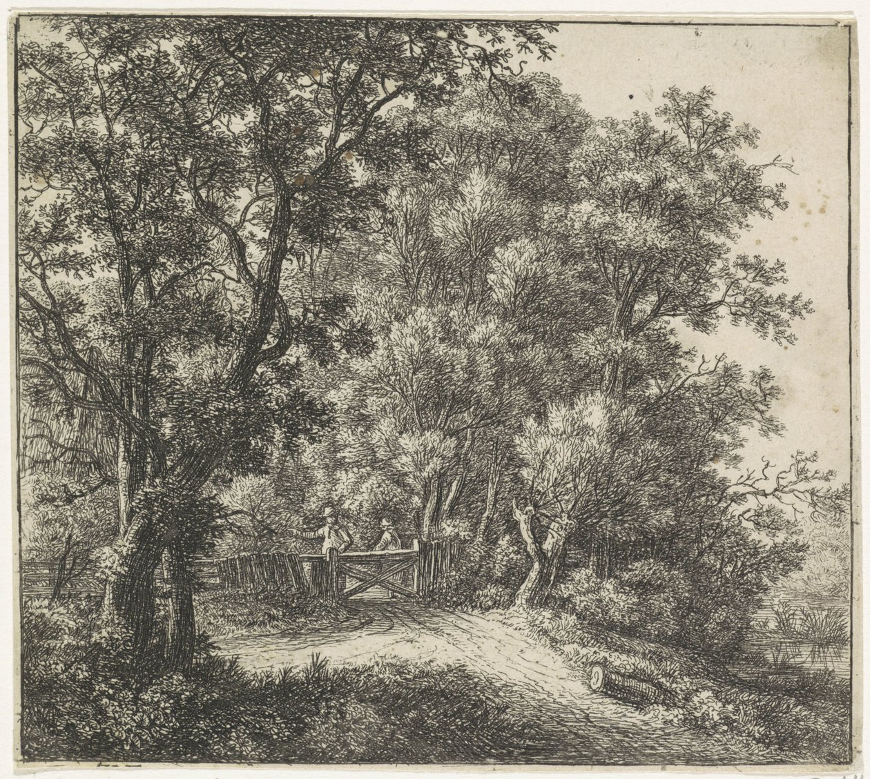 Bir çitin yanında iki figür Forest Views, A serisi (dizi başlığı) by Anthonie Waterloo