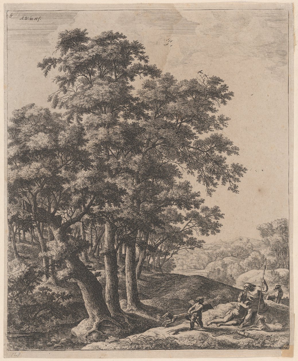 Venüs ve Adonis, 17. yüzyıl. by Anthonie Waterloo