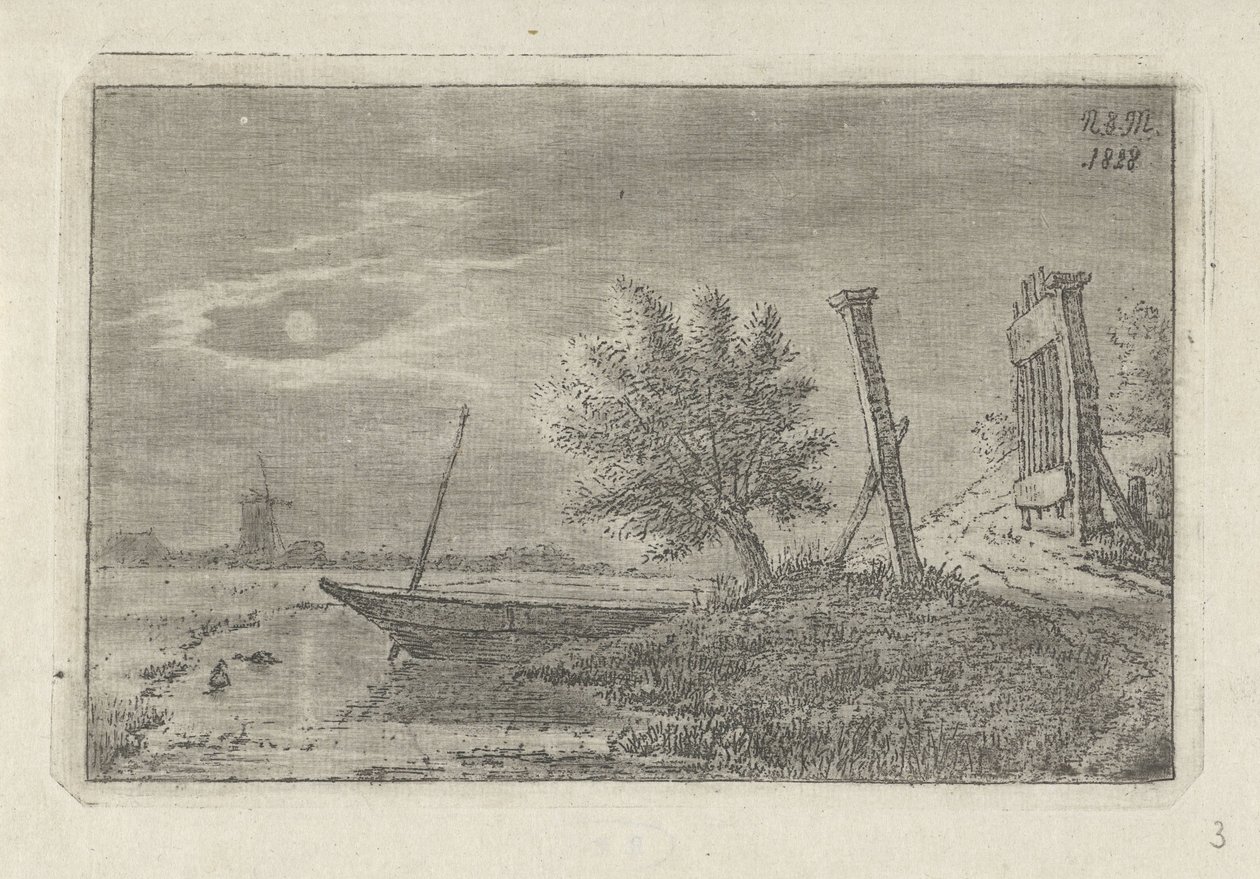 Tekne ve açık kapı ile manzara by Anthonie Willem Hendrik Nolthenius de Man