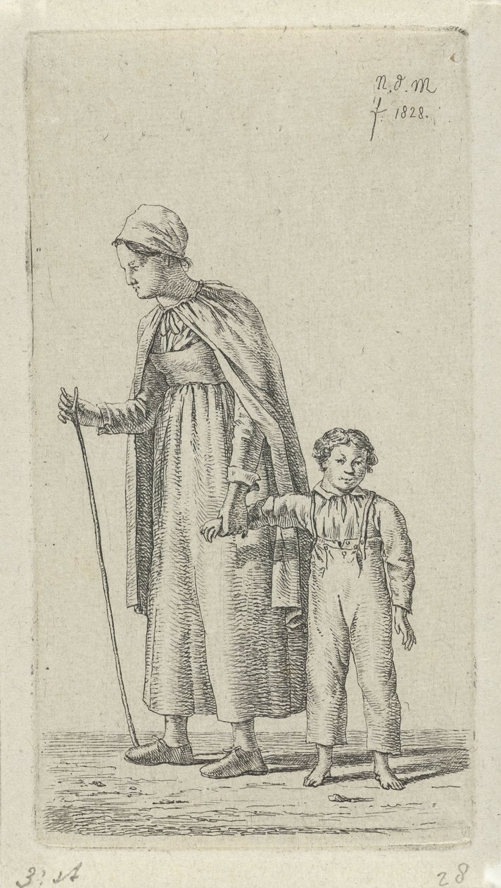 Kolunda çocuğu olan anne 12 Çalışma figürleri (seri başlığı) by Anthonie Willem Hendrik Nolthenius de Man