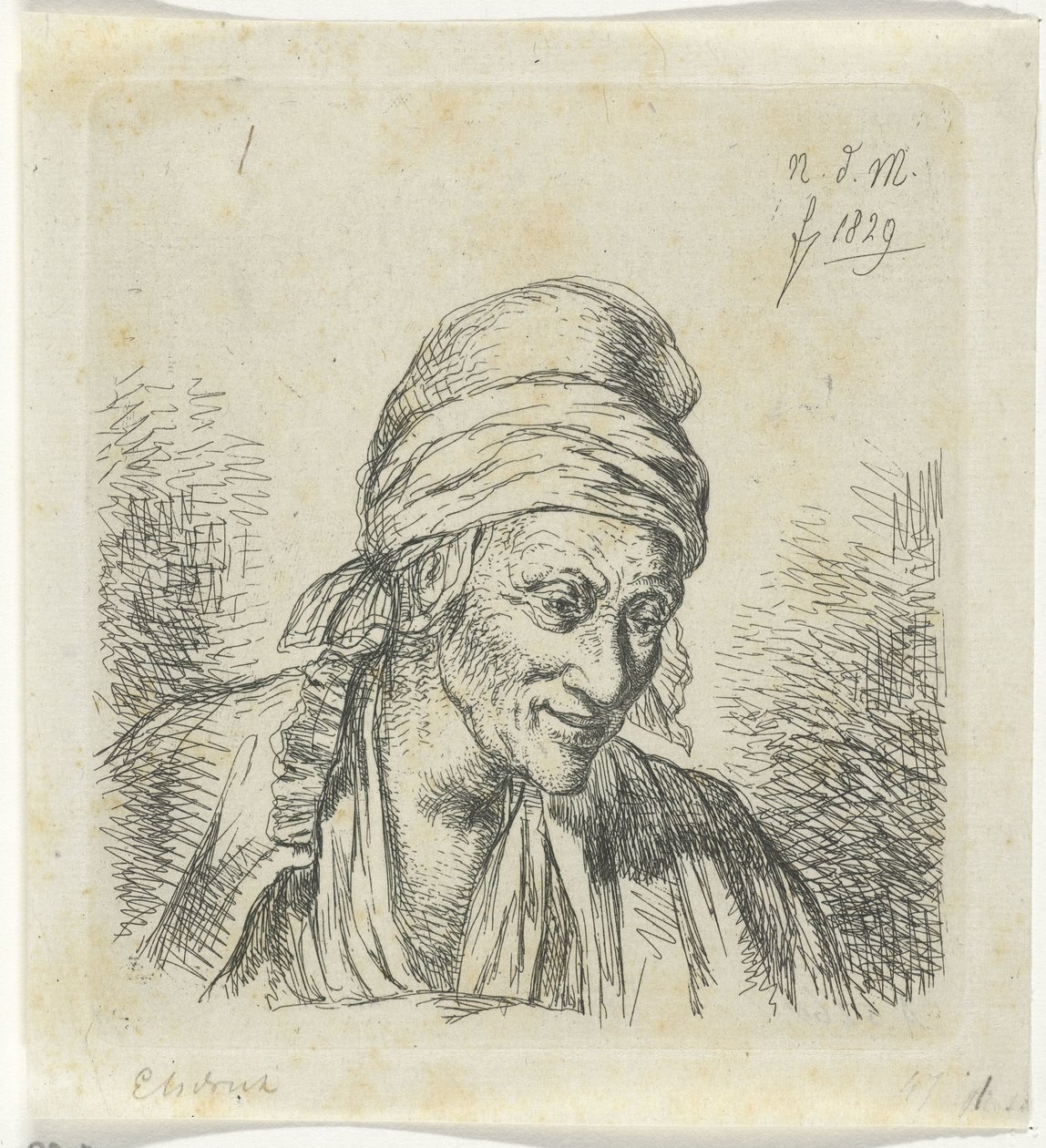 Sağdaki yaşlı kadın by Anthonie Willem Hendrik Nolthenius de Man