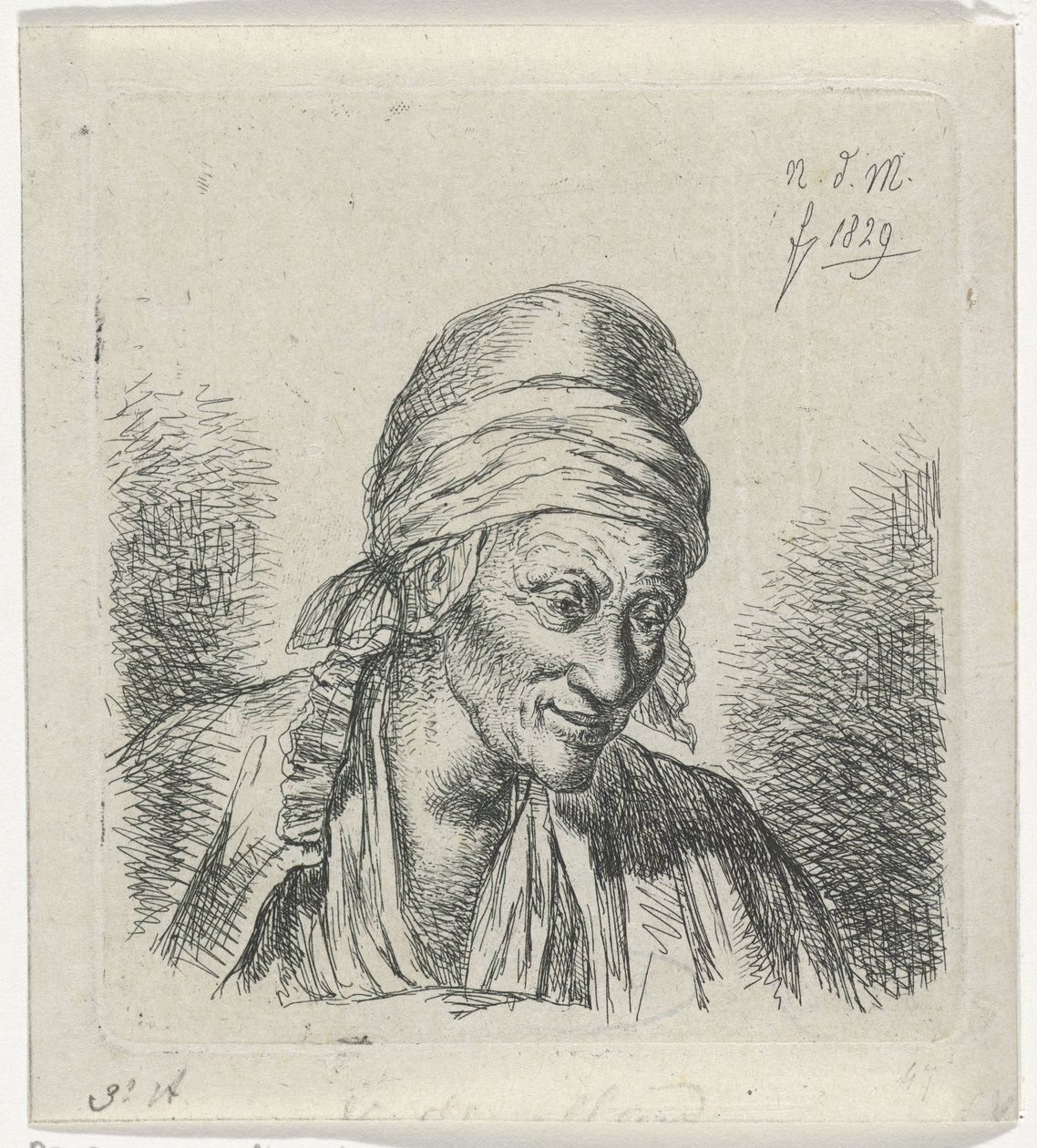 Sağdaki yaşlı kadın by Anthonie Willem Hendrik Nolthenius de Man