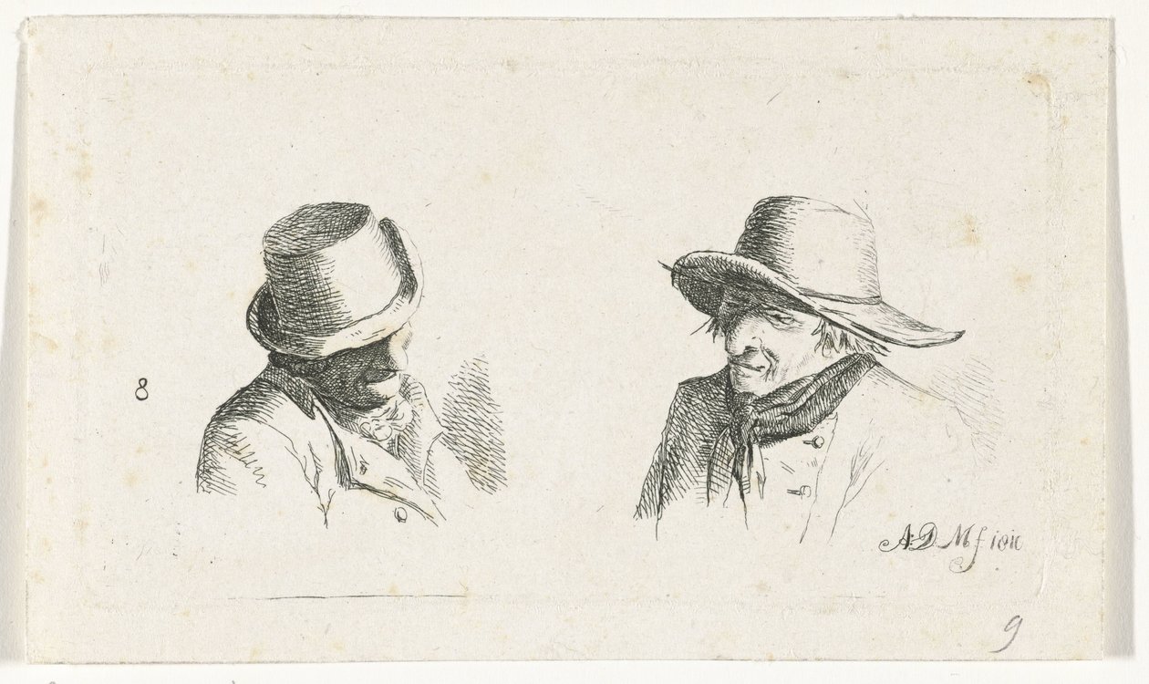 şapkalı iki adam by Anthonie Willem Hendrik Nolthenius de Man