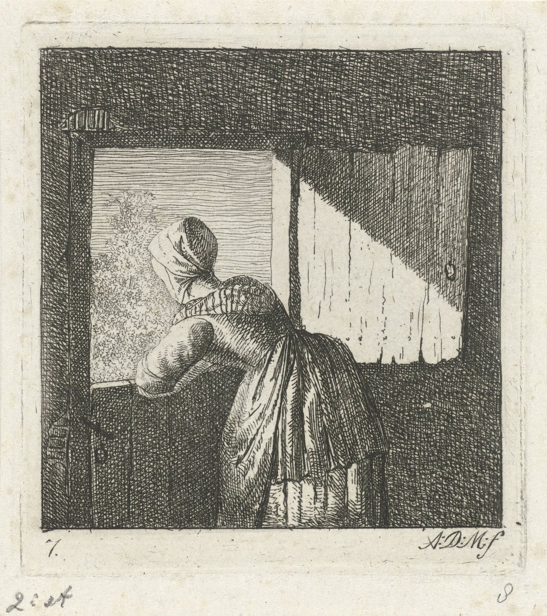 Alt kapıya yaslanmış kadın by Anthonie Willem Hendrik Nolthenius de Man