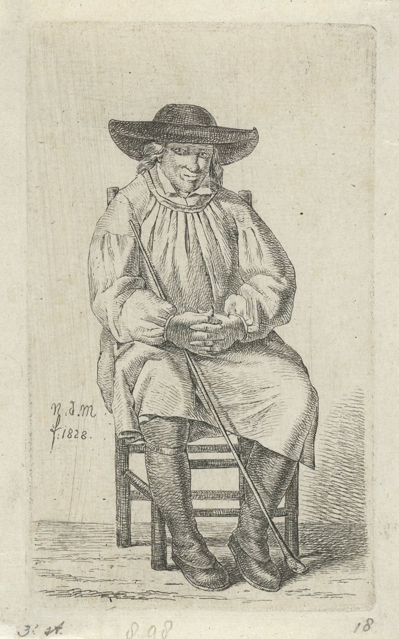 Sopa ile oturan adam 12 Çalışma figürleri (seri başlığı) by Anthonie Willem Hendrik Nolthenius de Man